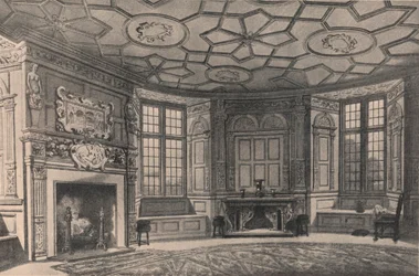 Den cirkulære spisestue, Longford Castle, Wiltshire, 1915.