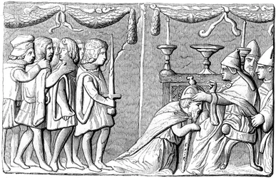 Kroningen af kejser Sigismund 1368-1437 ved pave Eugenius 4., 15. århundrede, 1849