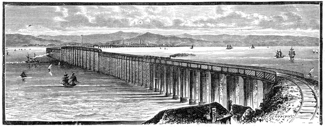 Den første Tay Bridge fra syd, Skotland, 1900