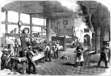 Køkkenet på Charterhouse School, Godalming, Surrey, 1867