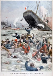 Passagerskibet Liban synker efter at have kollideret med et andet skib, 1903