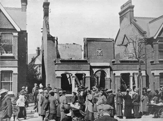 Resultatet af et luftangreb: Et ødelagt hus i Southend, 1915