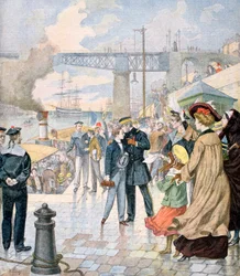 Skibet Bordas tilbagevenden og indskibning af skibet Fistots, Brest, Frankrig, 1902