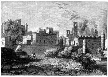 Det kongelige palads i Gondar, den gamle hovedstad i Abessinien, c1890