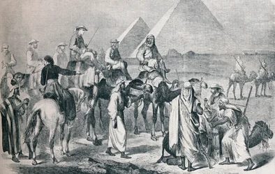 Det kongelige parti forlader lejren i Giza, Egypten, c1861 1910