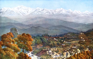 Sneen fra Jalapahar, Darjeeling, Indien, begyndelsen af det 20. århundrede