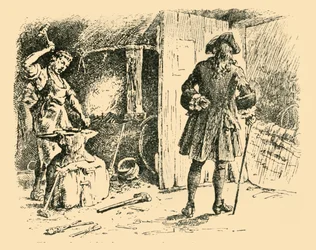 Hans hammerslag på ambolten holdt tiden til hans sang, 1907.