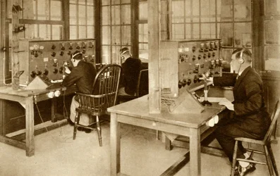 Det trådløse transmissionsrum på Croydon Aerodrome, det sydlige London, 1928, 1935.