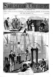 Thomas Edisons generator til elektrisk lys i hans hjem i Menlo Park, New Jersey, USA, 1879