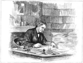 Thomas Henry Huxley, britisk biolog, ved sit skrivebord i 1882 1883