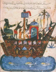 Handelsskib. Miniature fra al-Hariris Maqamat, 1237