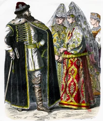 Traditionel russisk kostume, c1850