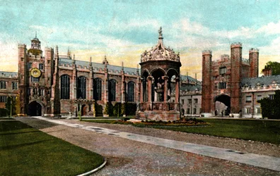Trinity College fountain, Cambridge, Cambridgeshire, slutningen af det 19. århundrede
