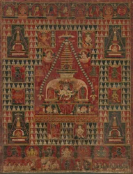 Ushnishavijaya troner i en stupas livmoder, dateret 1510-19.