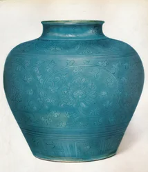 Vase med ægformet krop og kort sammentrukket hals, 1500-tallet, 1936