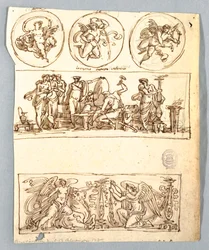 Venus ved Forge of Vulcan, Winter, Victories og Three Roundels, Putti som elementer