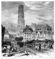 Udsigt i Mechelen, Belgien, 1900