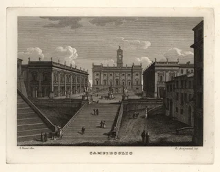 Udsigt over Capitoline Hill, Campidoglio, Rom, med Palazzo Senatorio