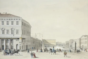Udsigt over Moika-dæmningen fra politibroen, 1839
