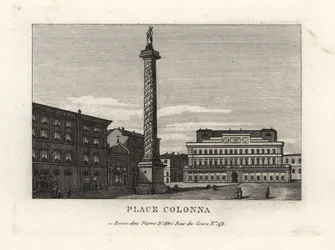 Udsigt over Piazza Colonna med Marcus Aurelius-søjlen, Rom