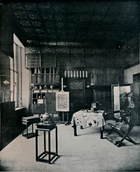 Udsigt over studiet ved 25 Cadogan Gardens, c1899