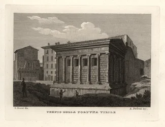 Udsigt over Temple of Portunus, Tempio di Portuno eller Tempio della Fortuna Virile
