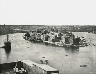 Udsigt over havnen, Valletta, Malta, 1895.