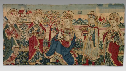 Jomfru og barn med fire hellige, ca. 1500.
