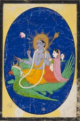 Vishnu og konsort monteret på Garuda, 1800-tallet