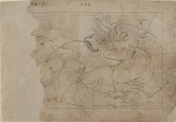 Vishnu om Garuda Slaying a Demon, midten af det 18. århundrede.