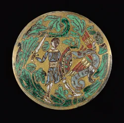 Warrior, der kæmper mod en drage, ca. 1170-1180.