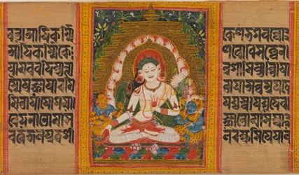 White Tara, Folio fra...Perfection of Wisdom Manuscript, begyndelsen af det 12. århundrede.