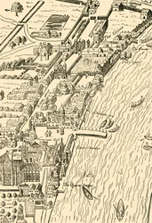 Whitehall og Westminster. Fra Aggas Map, 1881.