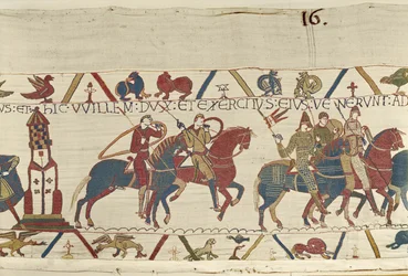William leder sin hær mod hertug Conan af Bretagne, Bayeux Tapestry (uldbroderi på hør)