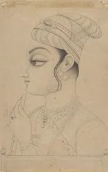 Kvinde med en fløjte og klædt ud som Krishna, midten til slutningen af det 18. århundrede.