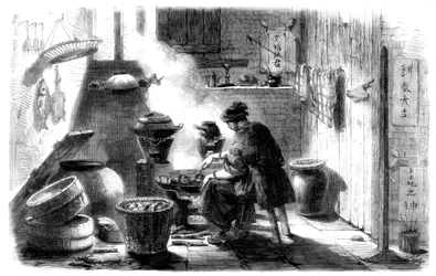 Kvinde forbereder kager til det kinesiske nytår, 1861