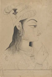 Kvinde med turban klædt ud som Radha, slutningen af det 19. århundrede.