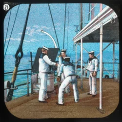 Arbejder en 3-pund -- H.M.S. Blake, c1900.