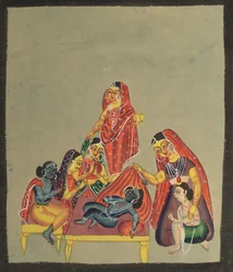 Tilbedelse af spædbarnet Krishna, 1800-tallet.