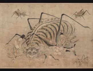 Yorimitsu Kin g Tsuchigumo resistent l Ofe sc roll Tsuchigumo forebyggende billedrulle, 13. linje ry