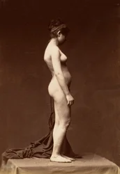 [Ung kvinde, nøgen, fuld figur i profil], 1860
