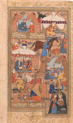 Yusuf er tegnet op fra brønden, folio fra en Yusuf og Zulaikha fra Jami, anden halvdel af det 16. århundrede.