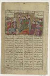 Zal leverer Sams brev til Manuchihr, Folio fra en Shahnama Kongebog..., ca. 1330-40.