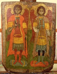 Ærkeenglene Michael og Gabriel, byzantinsk ikon, tidlig periode, 10.-11. århundrede