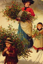 Carrying Home the Christmas Holly, victoriansk, (bogillustration)