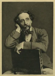 Charles Dickens, portræt efter fotografi af Herbert Watkins (f.1828) (mezzotint)