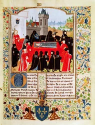 Fr 2691 f.11 Charles VI af Frances begravelse i 1422 med hertugen af Bedford som hovedsørgende og medlemmer af det parisiske parlament