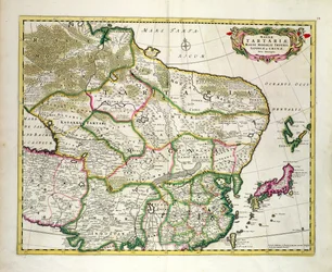 Kort over Mongoliet, der viser en del af Rusland, Japan og Kina, ca. 1680, af Frederick de Wit