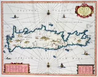 Kort over øen Kreta, ca. 1570, af Abraham Ortelius (1527-98)