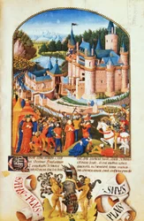 Ms 8266 f.281 Belejring af Chateau of Derval af Pierre La Baud